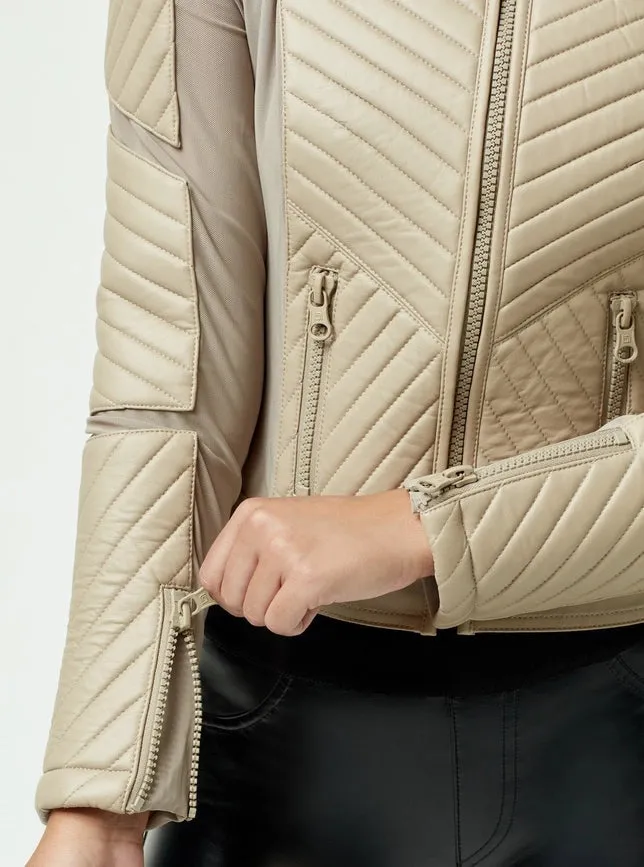 Acceleration Moto Mesh Leather Jacket LIGHT TAUPE