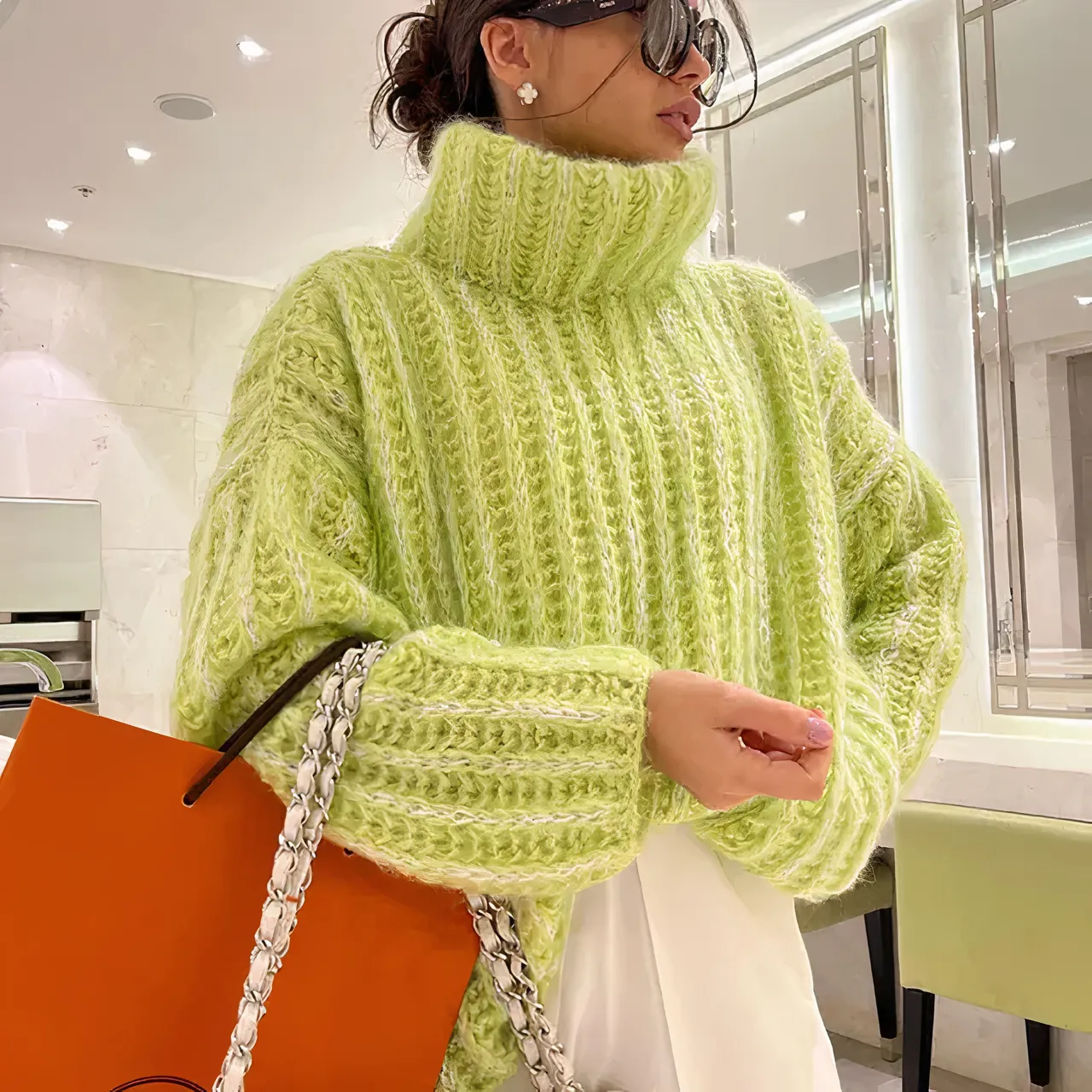 Adelya Trui | Oversized Turtleneck Gebreide Trui