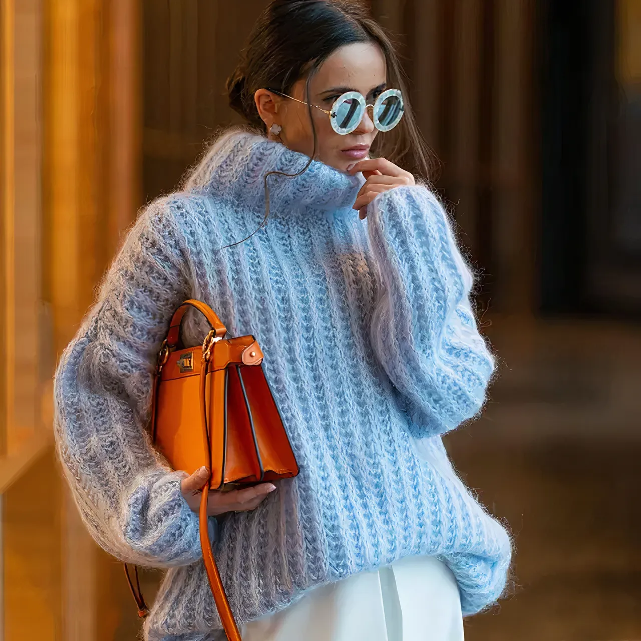 Adelya Trui | Oversized Turtleneck Gebreide Trui