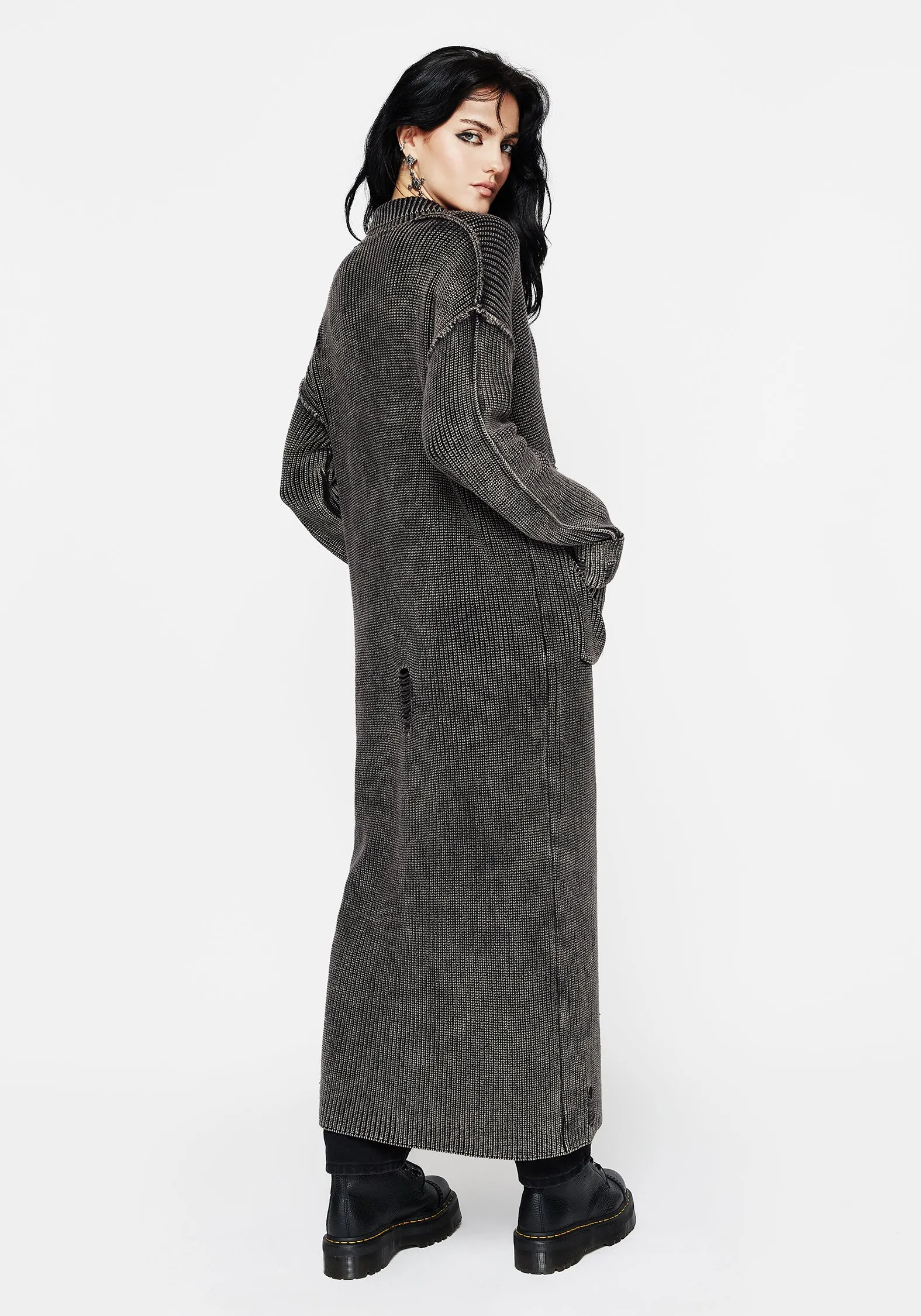 Allison Distressed Knit Longline Cardigan