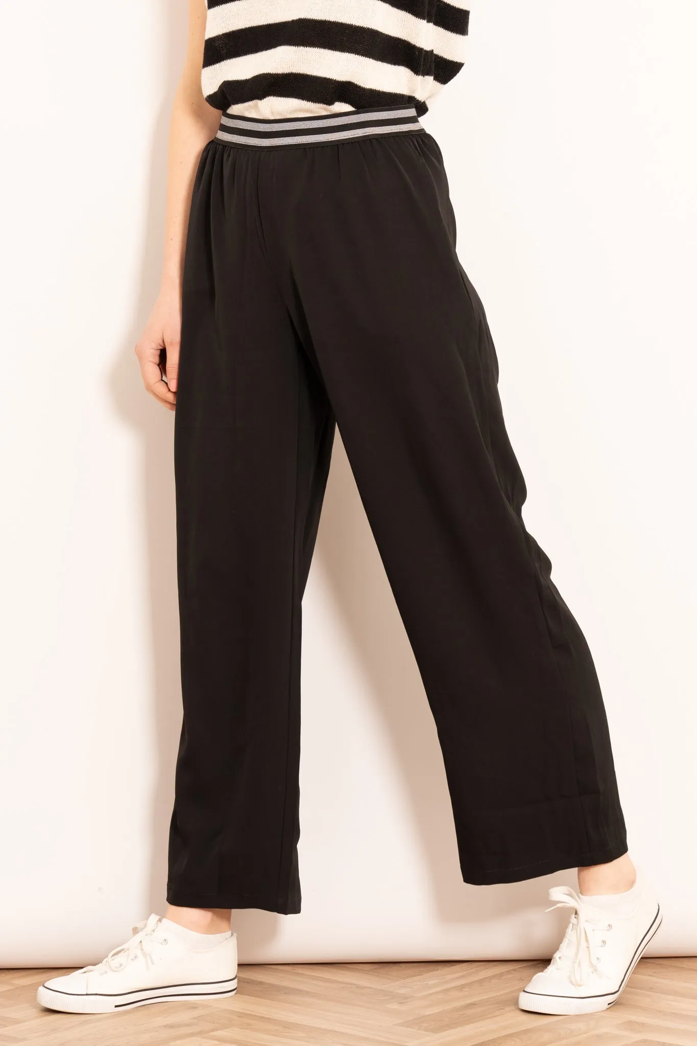 Amber Wide Leg Trousers - Black