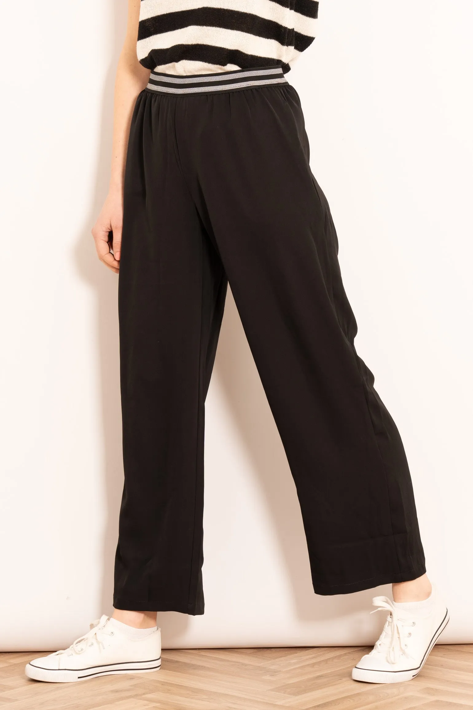 Amber Wide Leg Trousers - Black