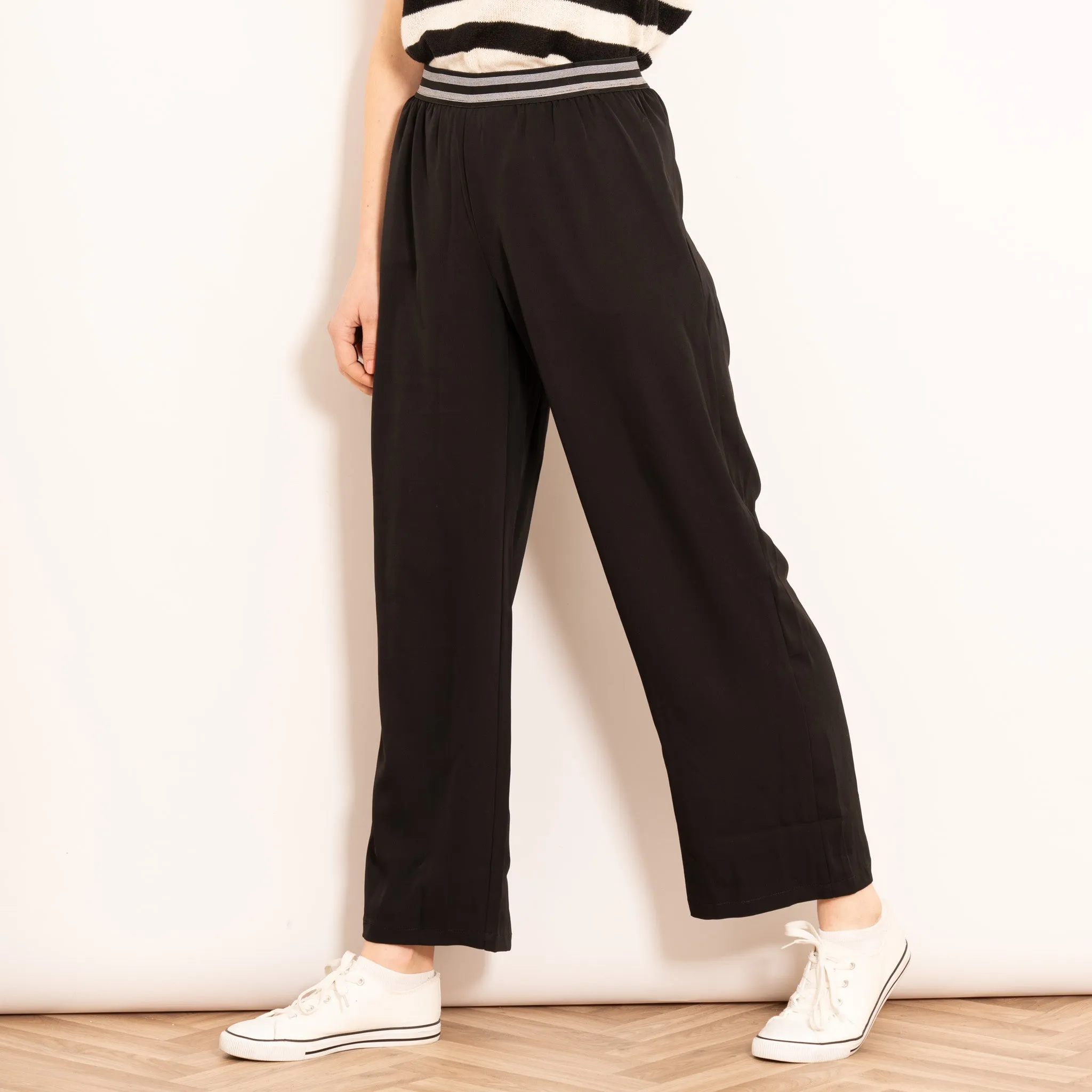 Amber Wide Leg Trousers - Black