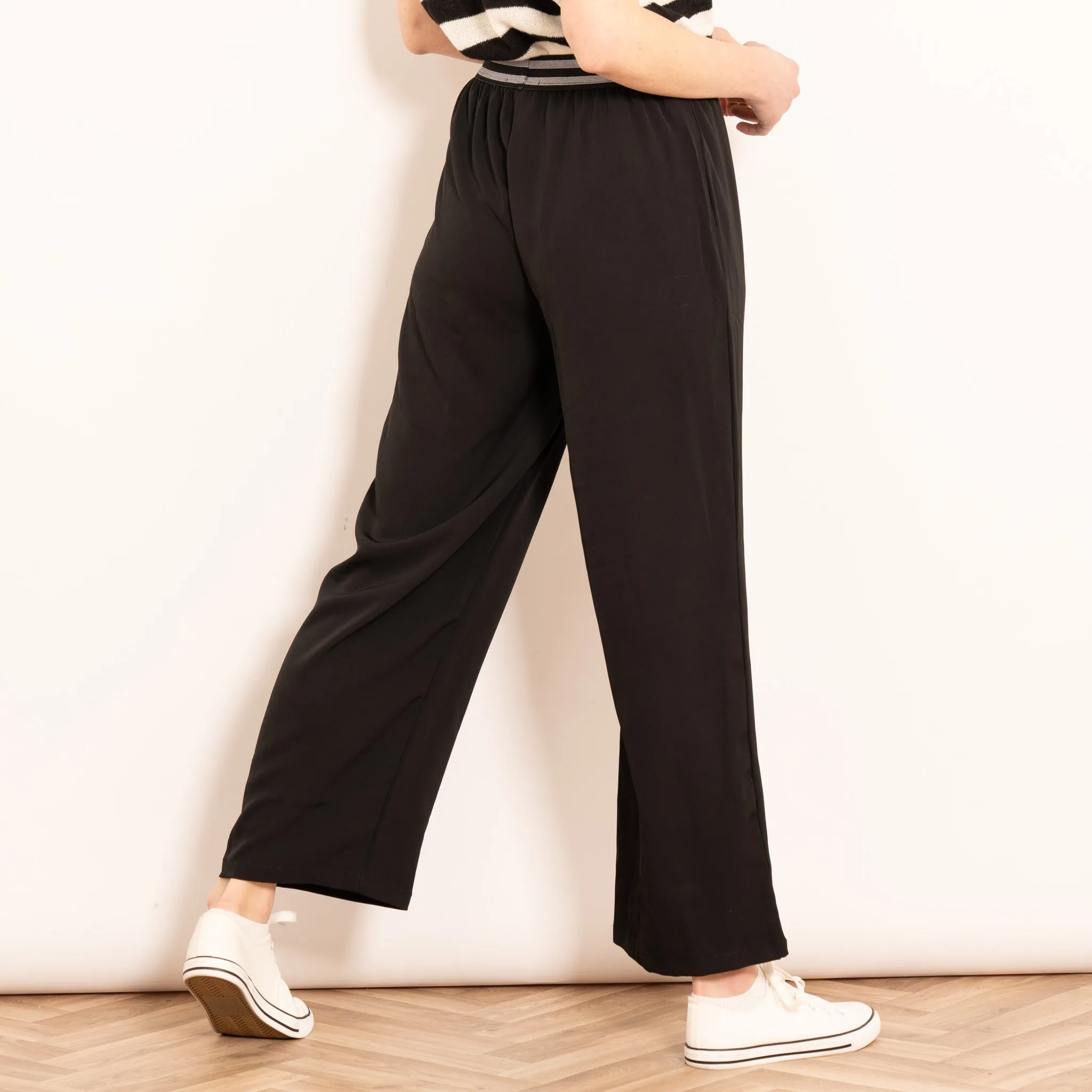 Amber Wide Leg Trousers - Black