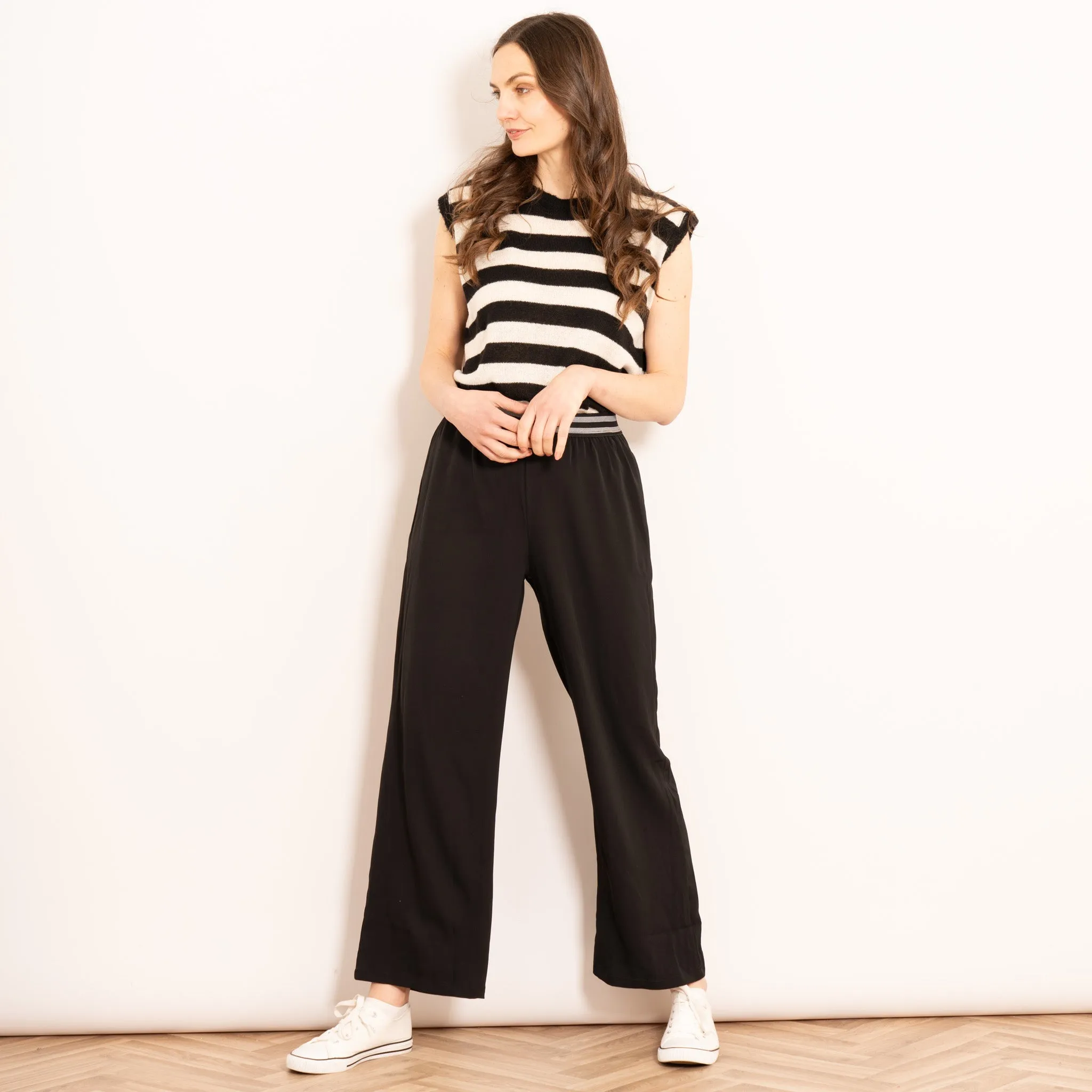 Amber Wide Leg Trousers - Black