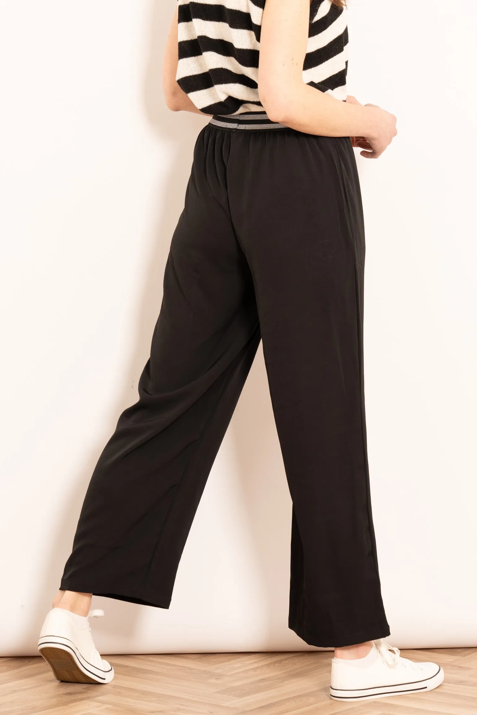 Amber Wide Leg Trousers - Black