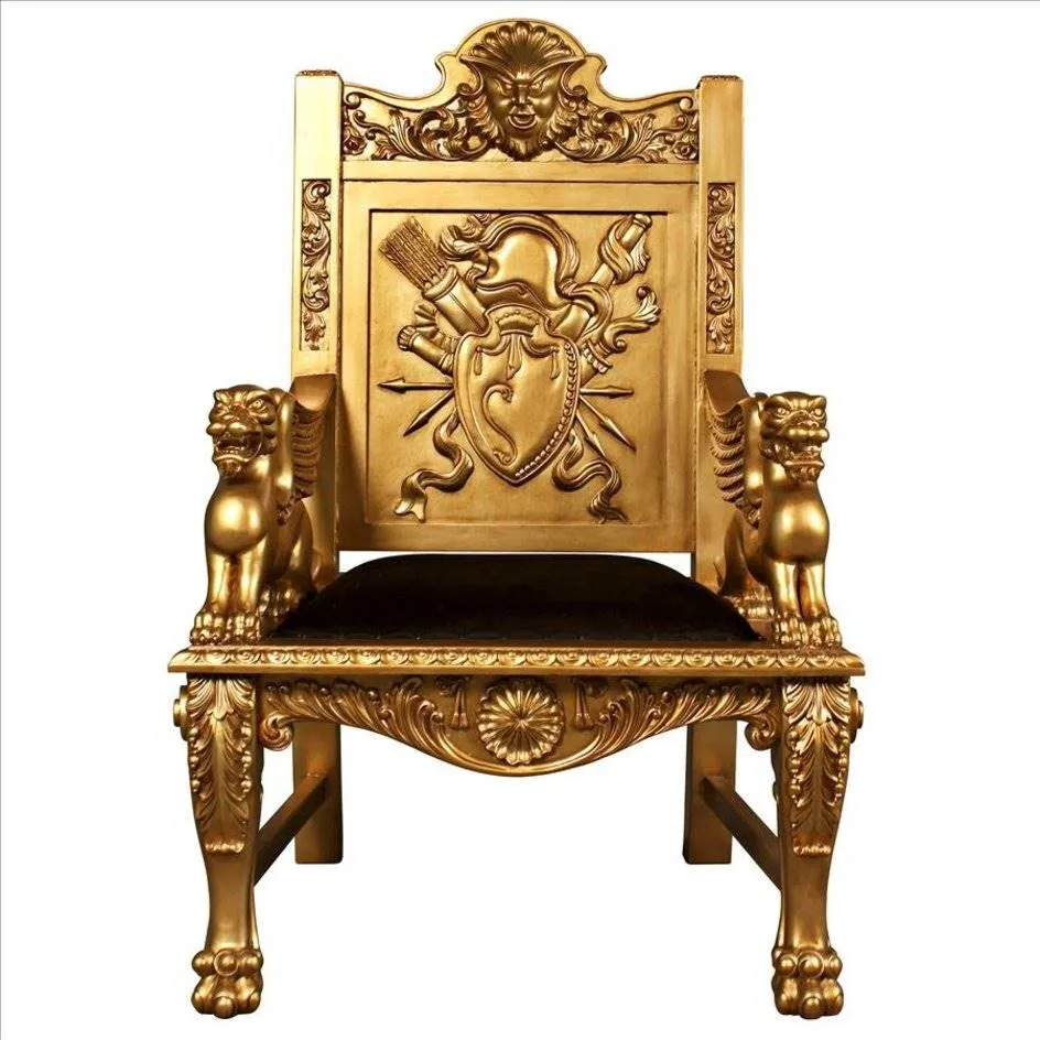 Anglo Saxon King Alfred the Great Golden Throne Chair