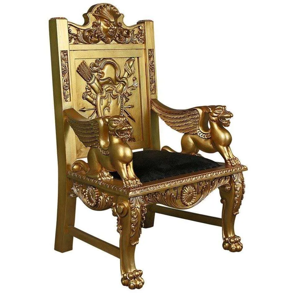 Anglo Saxon King Alfred the Great Golden Throne Chair