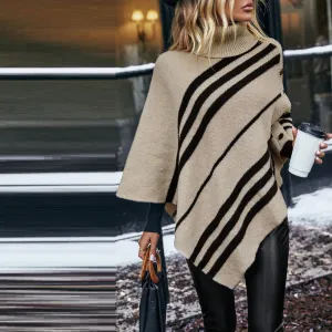 Asymmetrical Stripes Cozy Poncho