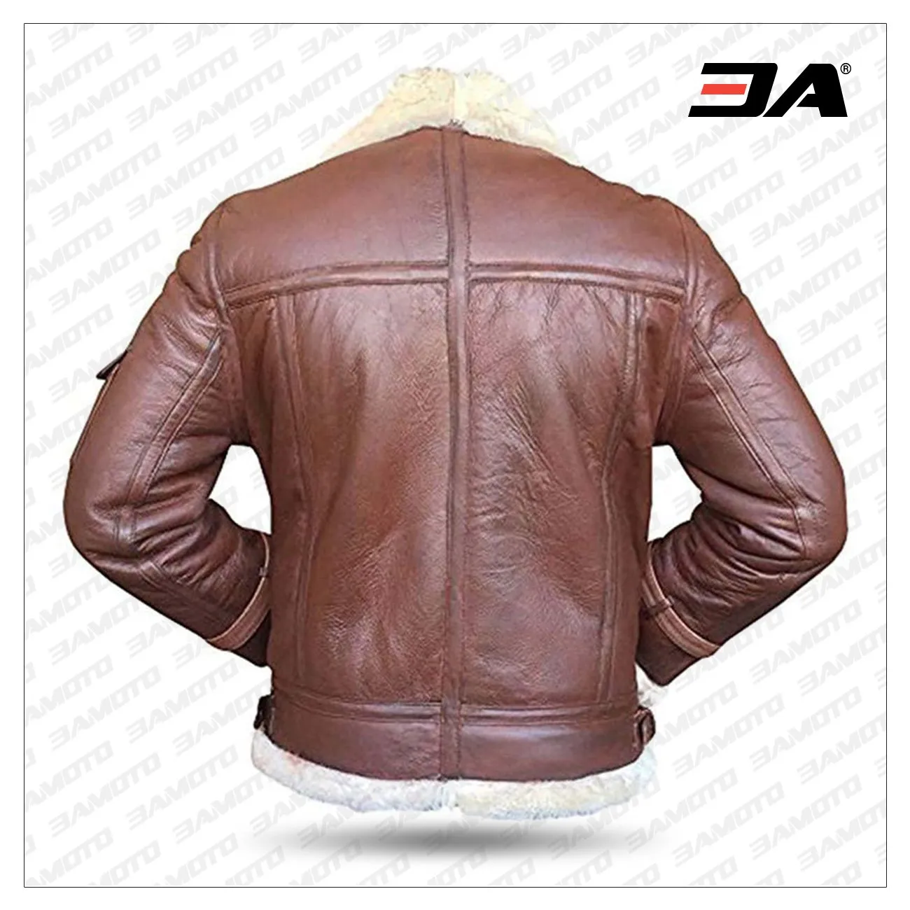 B3 RAF Aviator Pilot Sheepskin Bomber Flying Fur Shearling Brown Leather Jacket