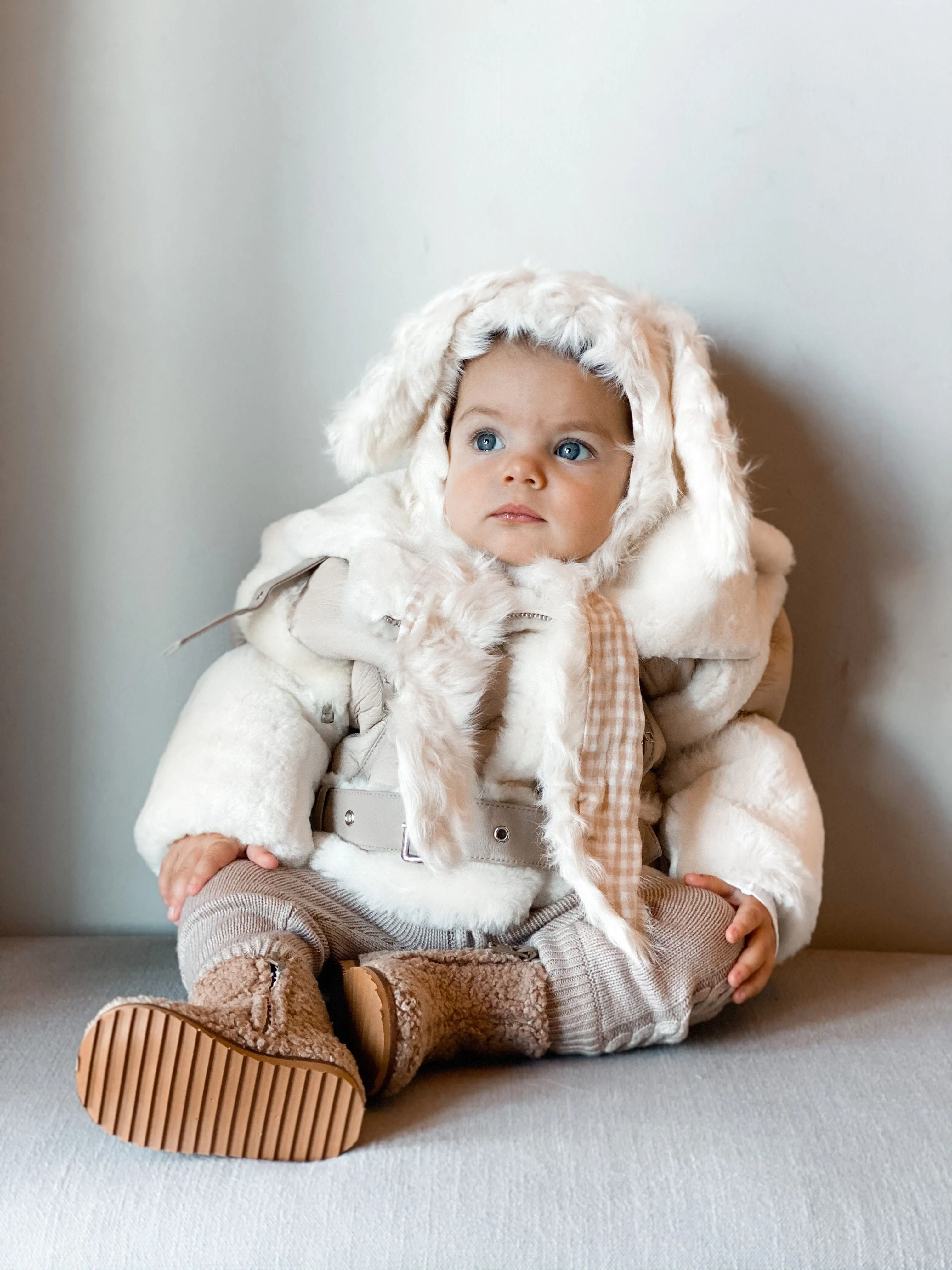 Beige Sheepskin Leather Jacket