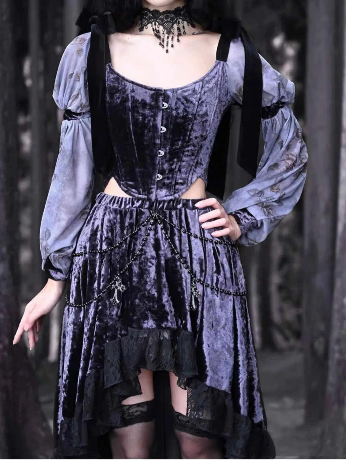 [Blood Supply] Moon Goddess Velvet Corset Top