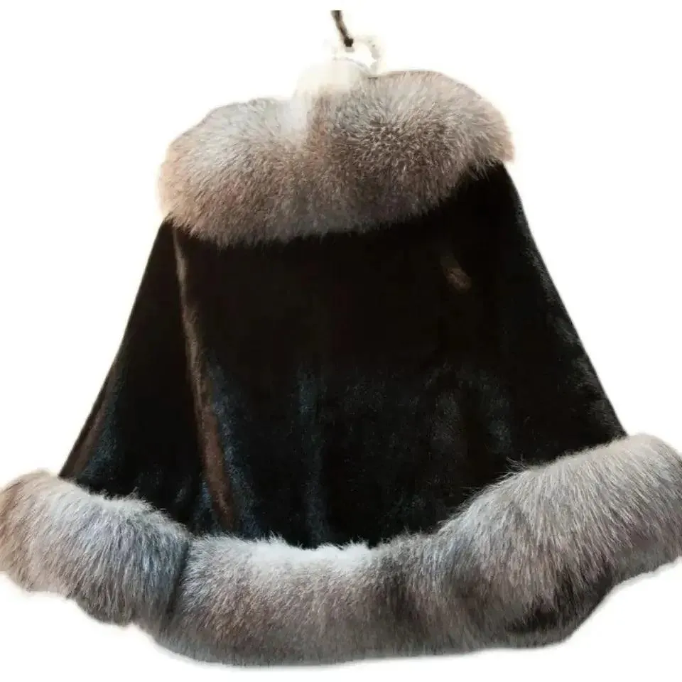 Bohemian Elegance Faux Fur Poncho - Cozy Winter Cape