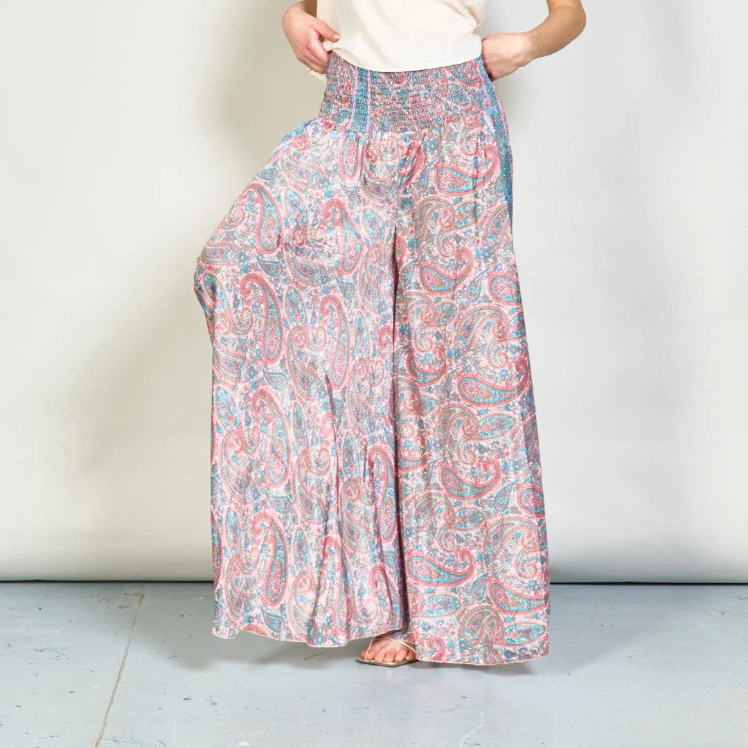 Bohemian paisley wide-leg trousers wholesale