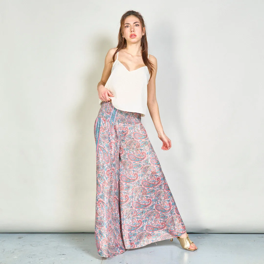 Bohemian paisley wide-leg trousers wholesale