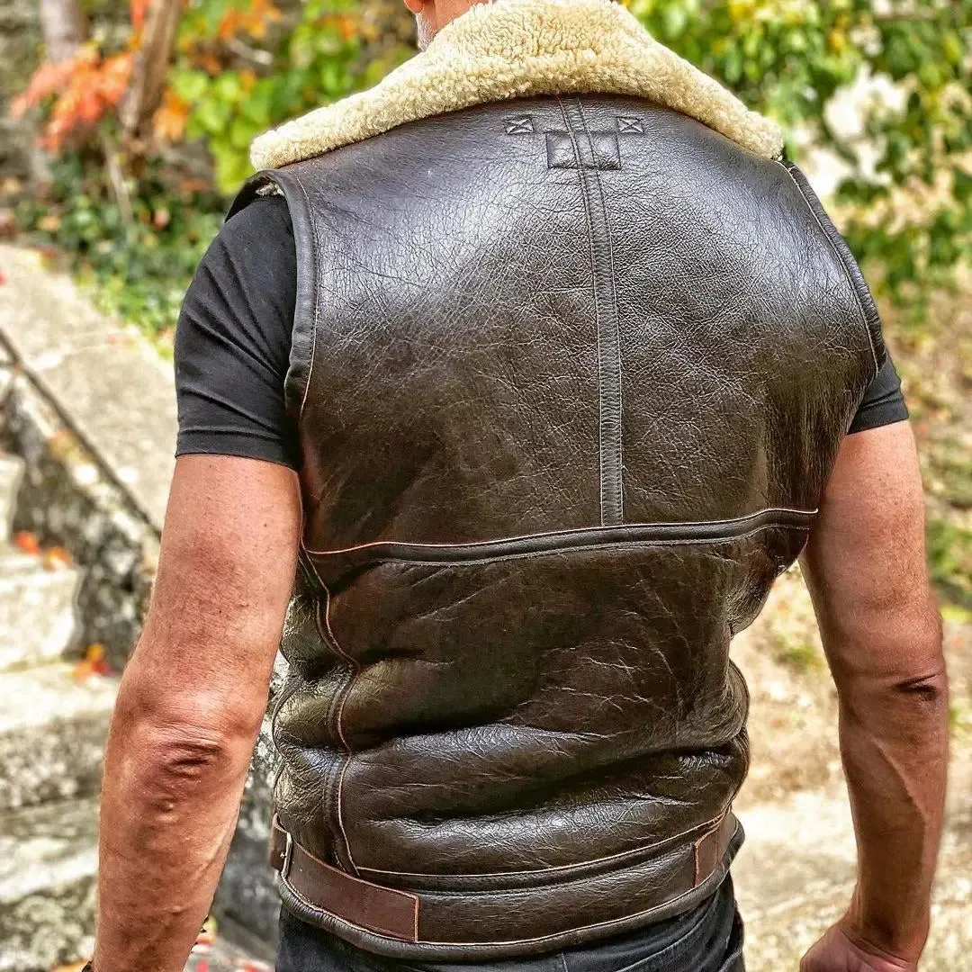 Bomber Shearling Leather Vest