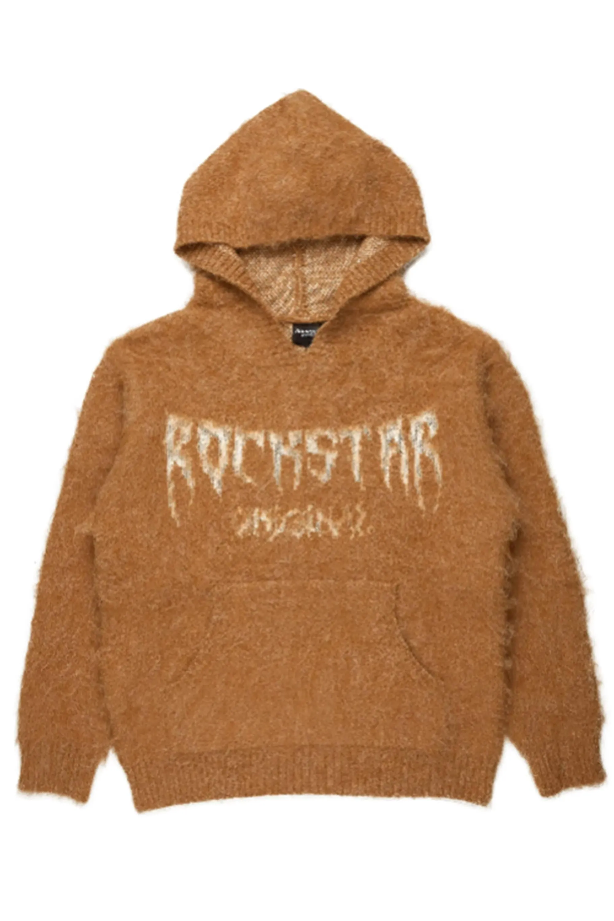 Boys Andros Brown Graphic Knit Hoodie