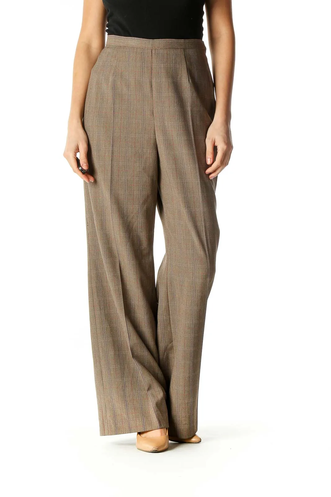 Brown Checkered Classic Trousers