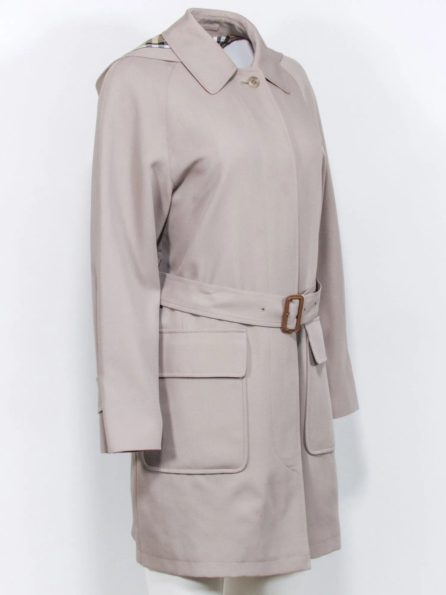 Burberry - Beige Wool Blend Hooded "Joce" Trench Coat Sz M