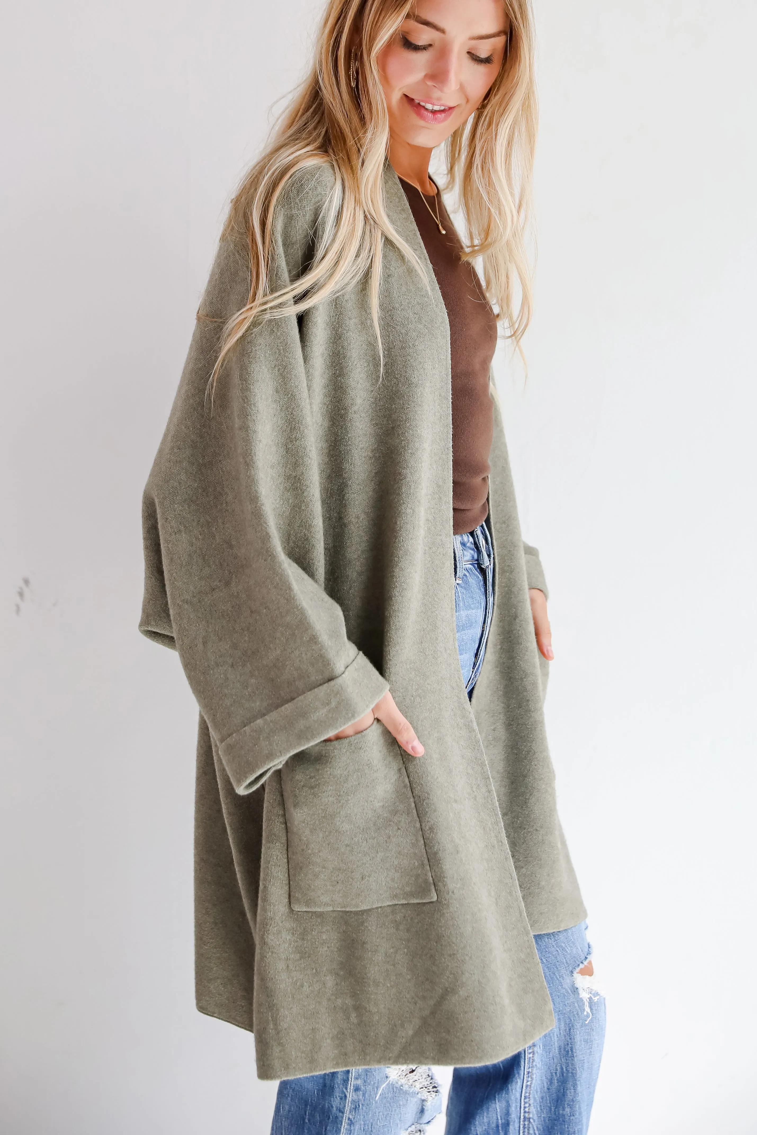 Cabin Cuteness Olive Oversized Cardigan