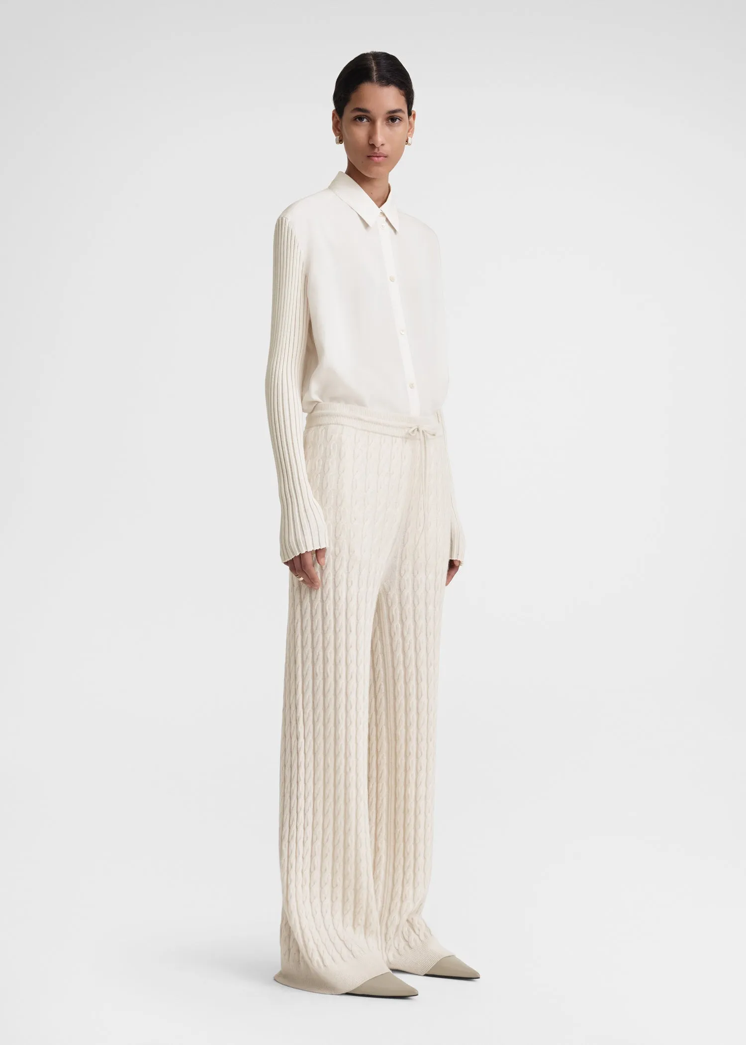 Cable knit trousers snow