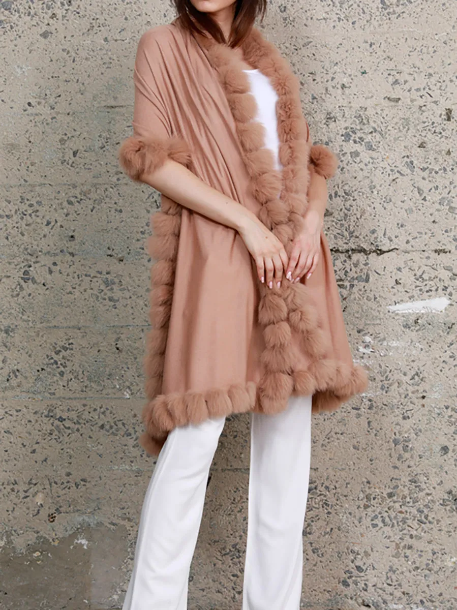 Cashmere Cape with Fox Fur Trim