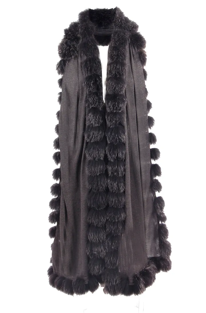 Cashmere Cape with Fox Fur Trim