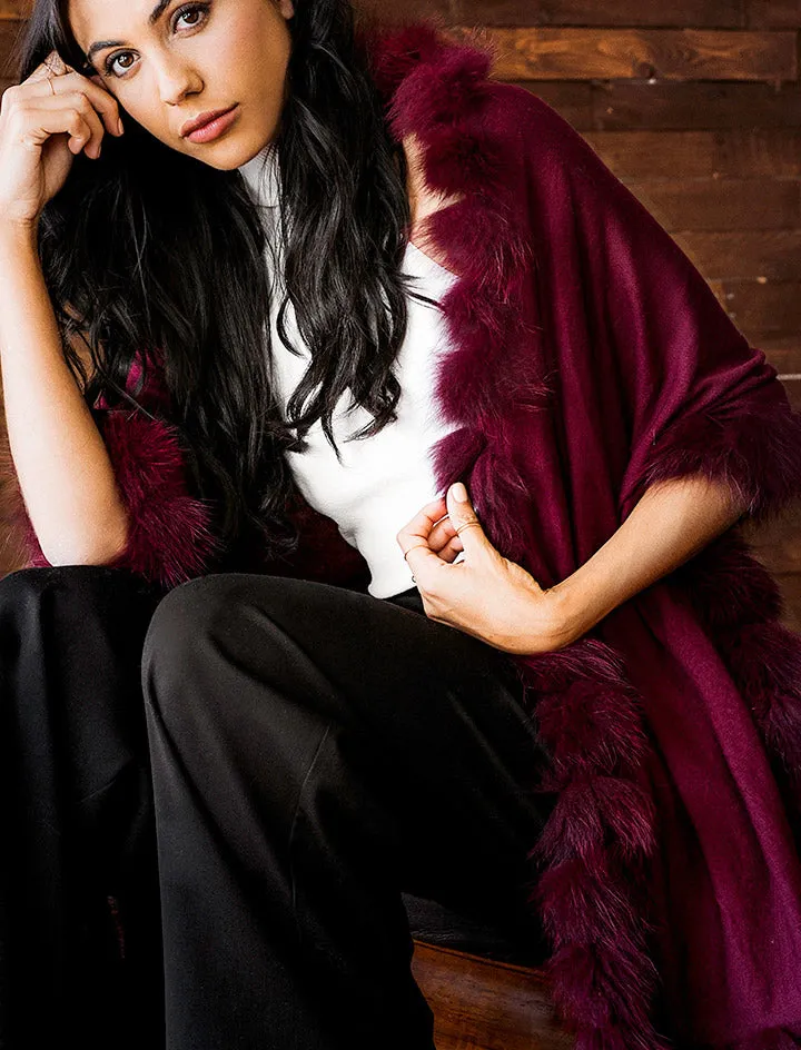 Cashmere Cape with Fox Fur Trim