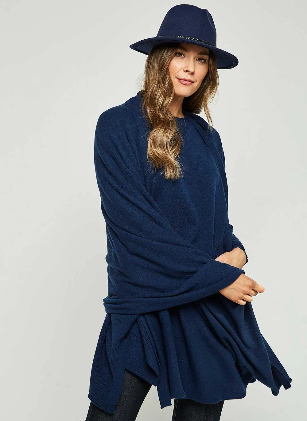 Cashmere Travel Wrap - Navy