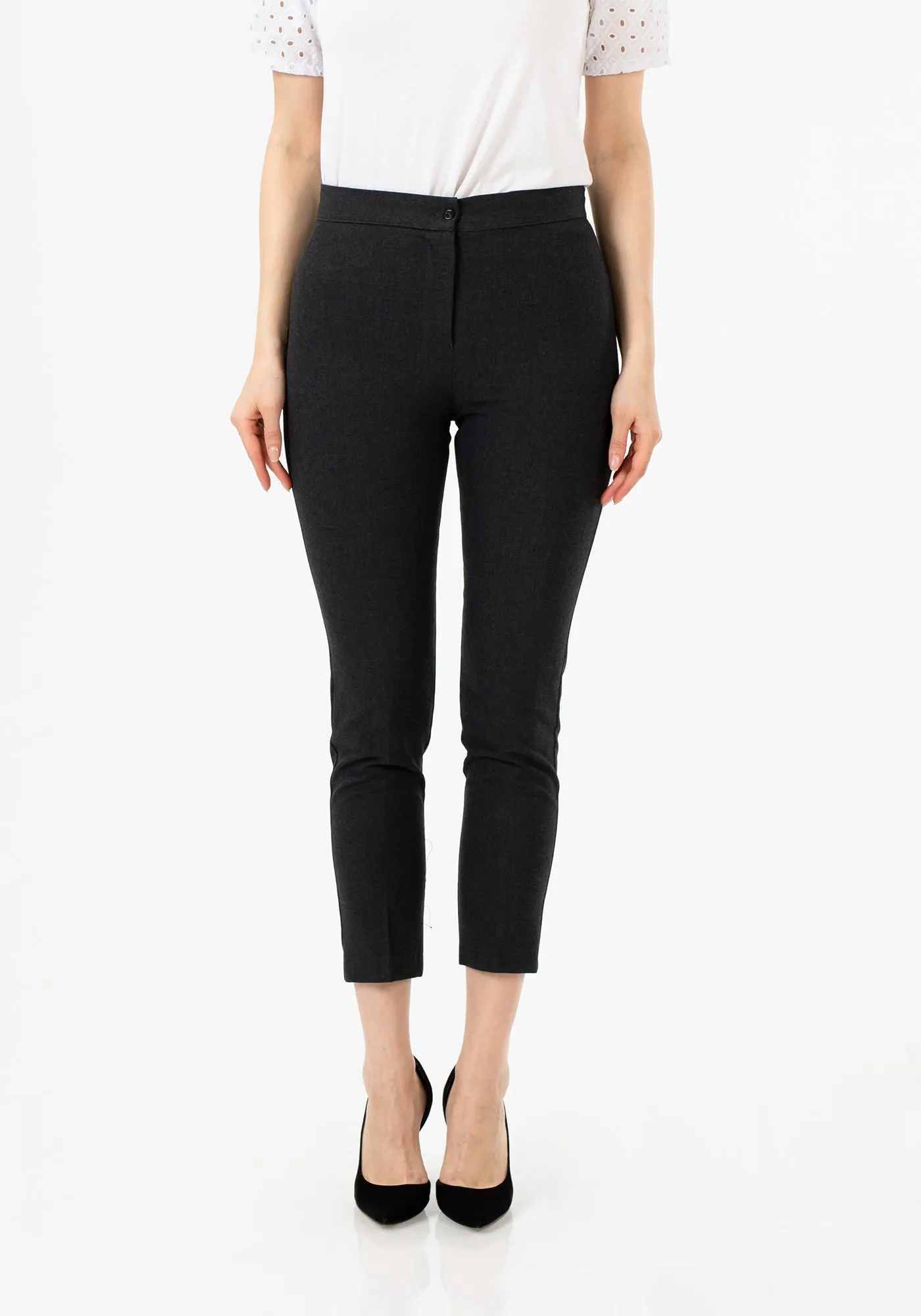 Charcoal High Waist Slim Fit Stretchy Skinny Work Pants