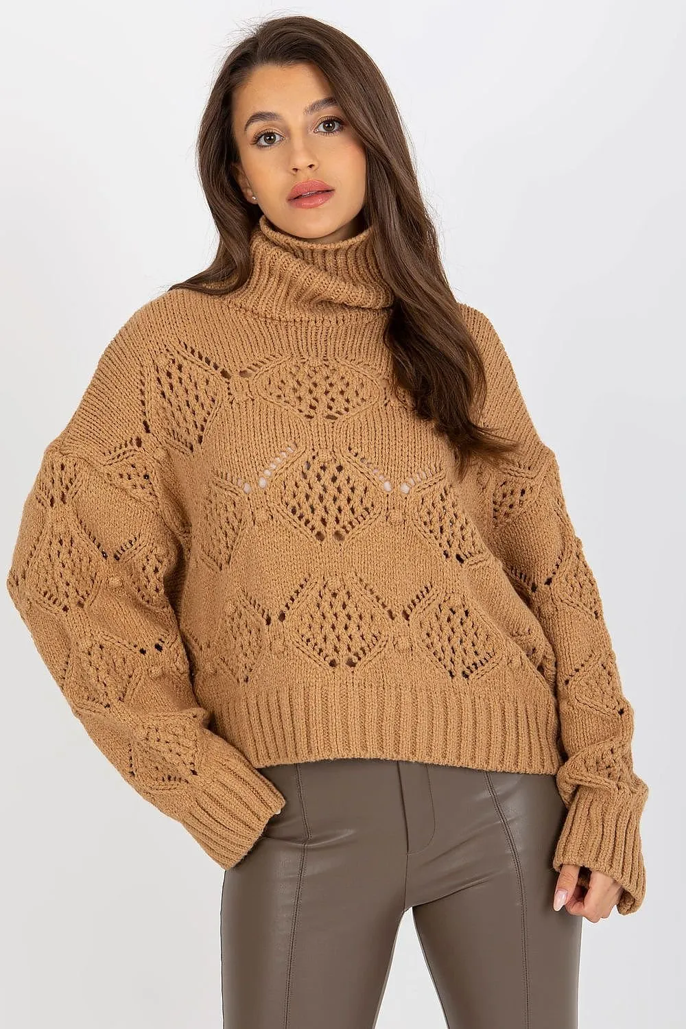 Chic Oversized Sleeve Turtleneck Knit Sweater