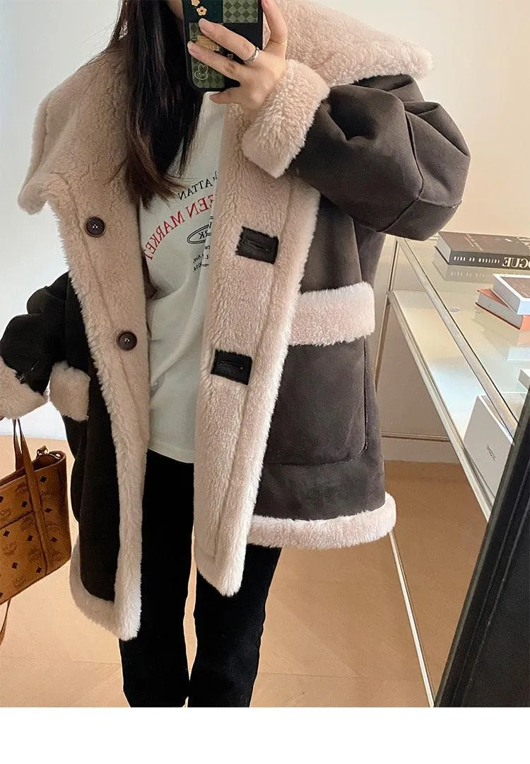 Chic Reversible Wool and Fur Winter Coat for Women