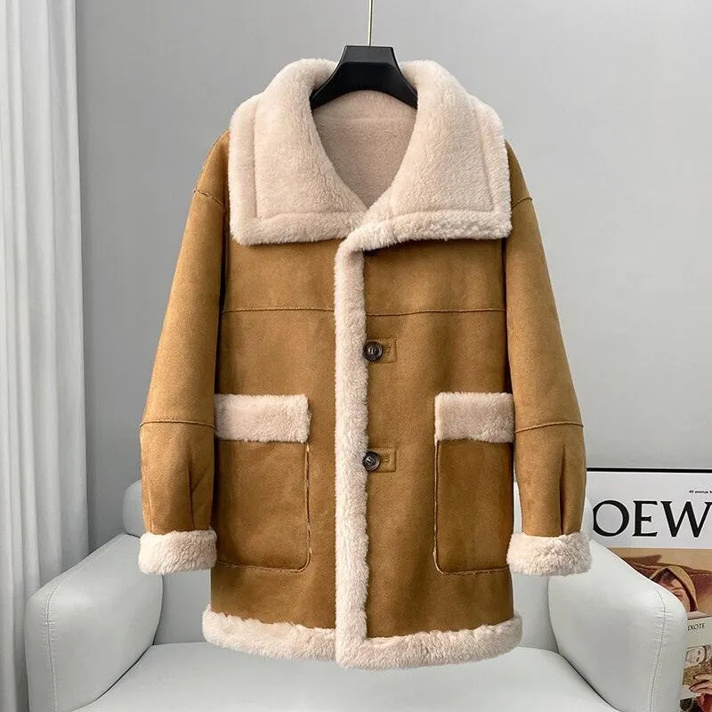 Chic Reversible Wool and Fur Winter Coat for Women