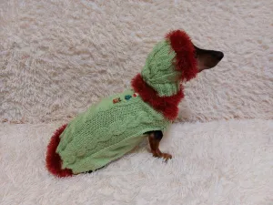 Christmas Pet Costume Sweater and Hat,Knitted Warm Christmas Dog Sweater,Christmas Dachshund Clothes Santa Tree Deer