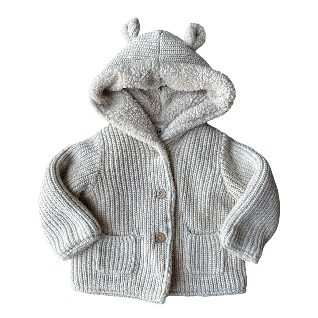 Chunky Knit Button-Front Hoodie