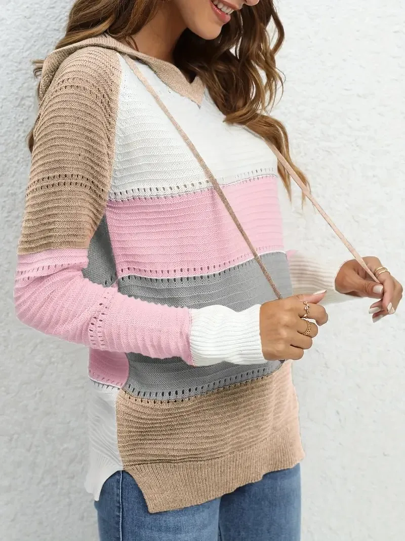 Color Block Knit Hoodie