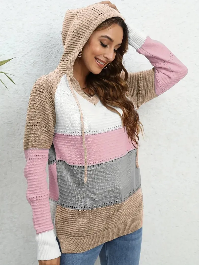 Color Block Knit Hoodie