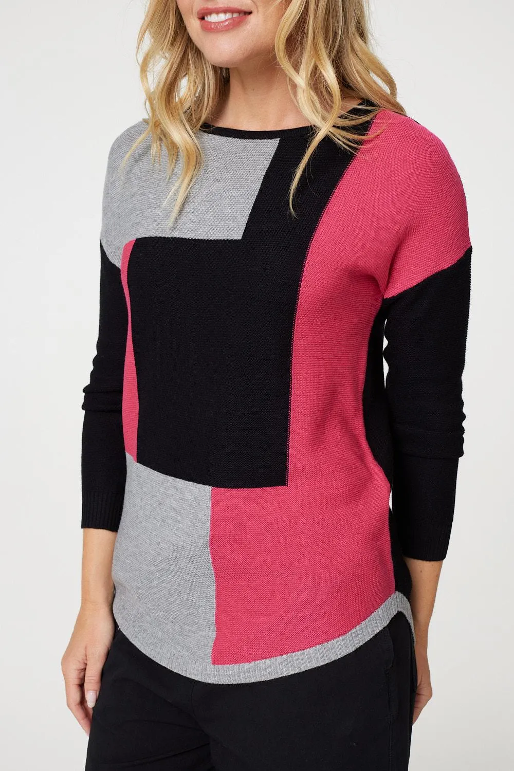 Colour Block Relaxed Knit Pullover