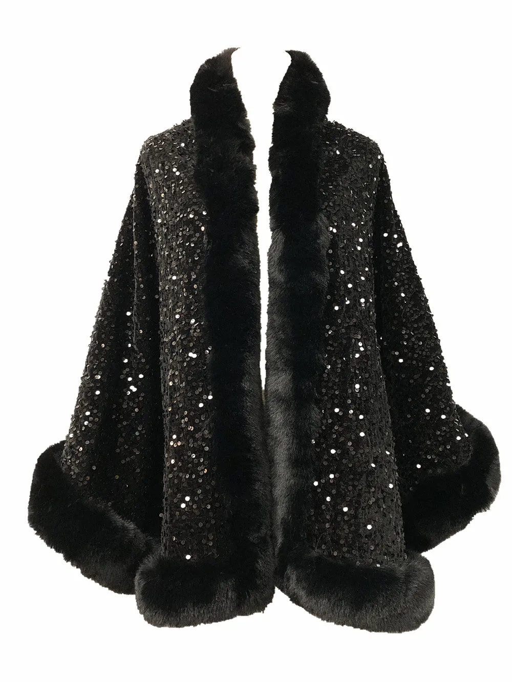 D & W Faux Fur Sequin Cape