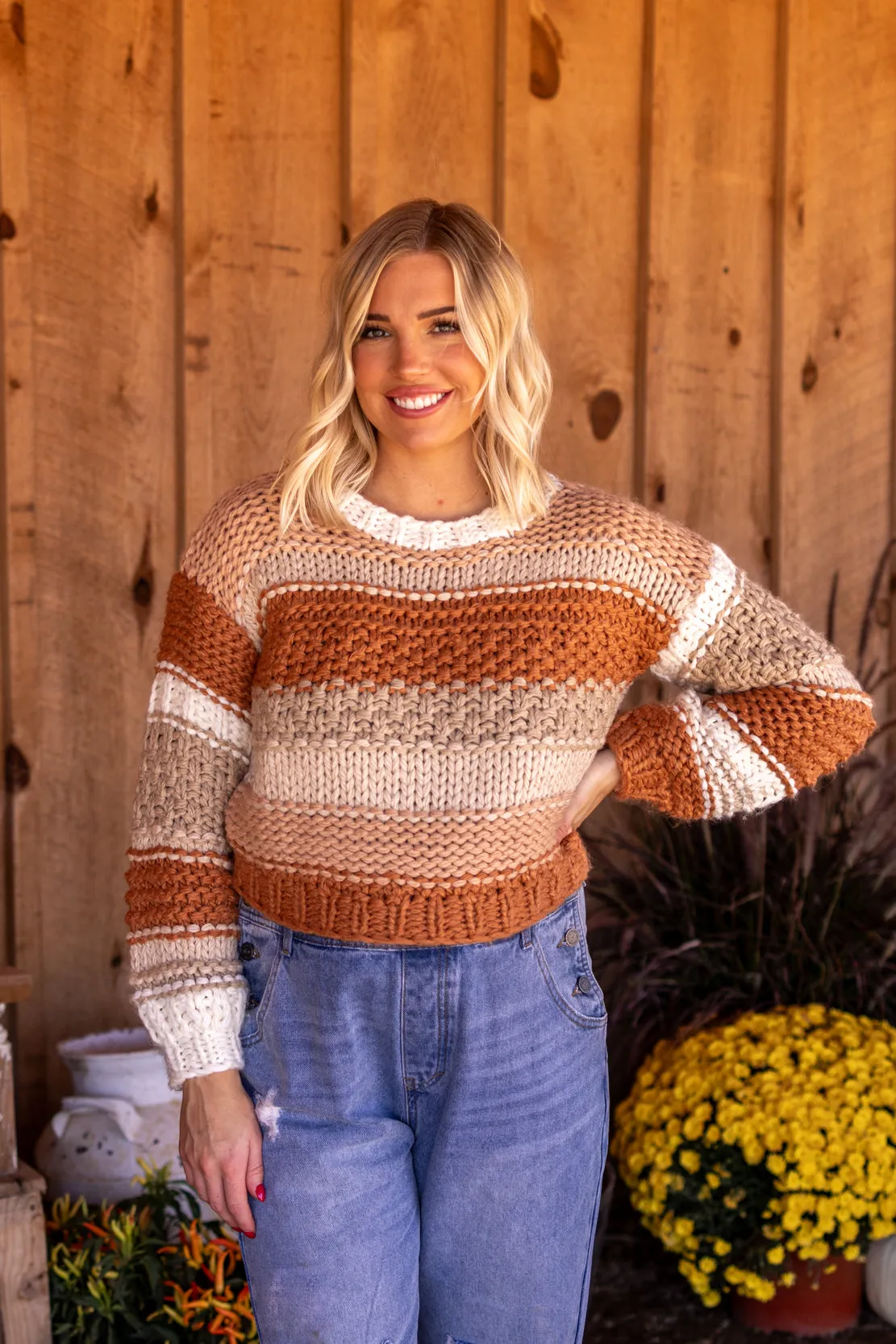 Darcy Chunky Sweater | Brick Multi