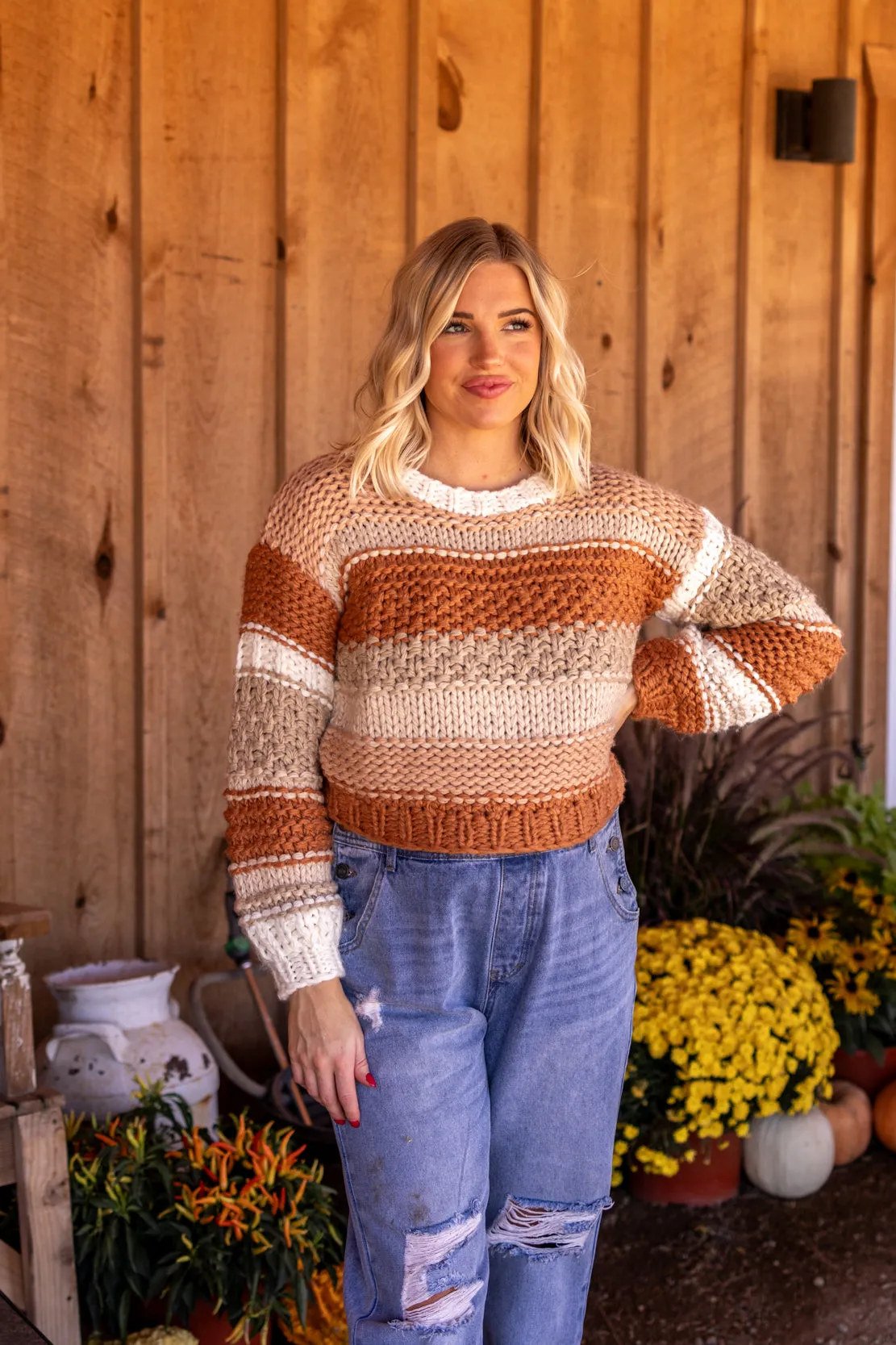 Darcy Chunky Sweater | Brick Multi