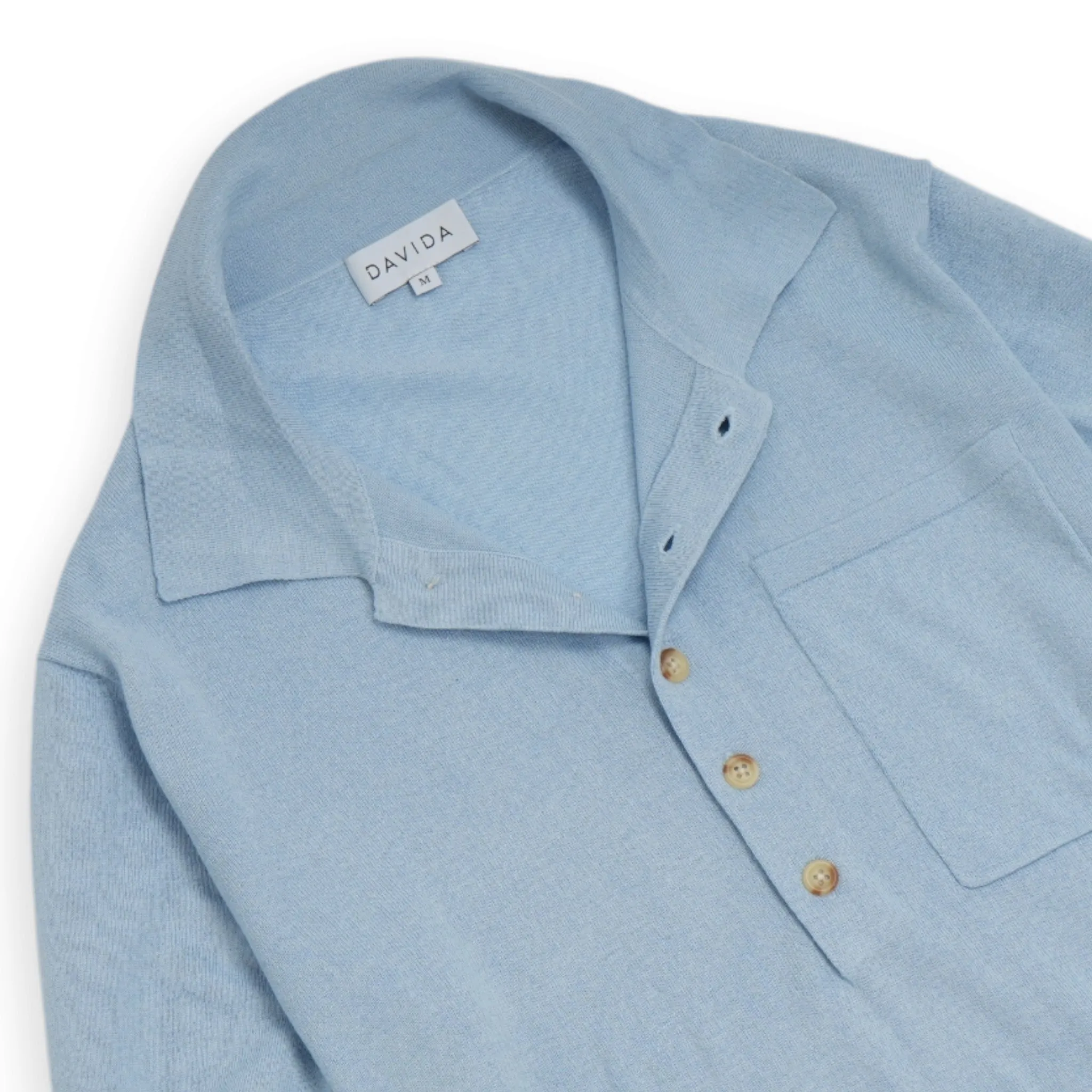 Davida - Light Blue Silk/Cashmere Polo