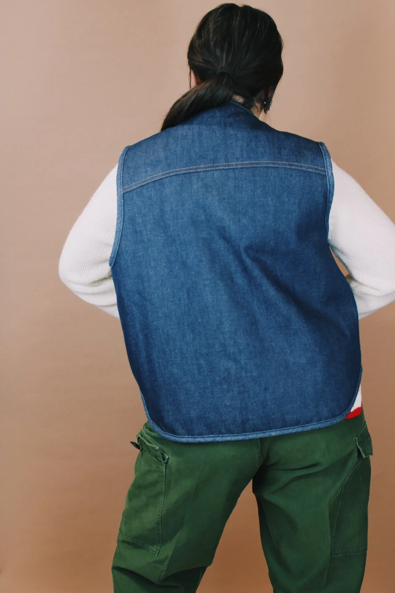 Denim Vest with Shearling Liner