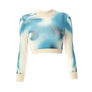 Dourbesty Tie-dyed Knitted Turtleneck Cropped Sweater