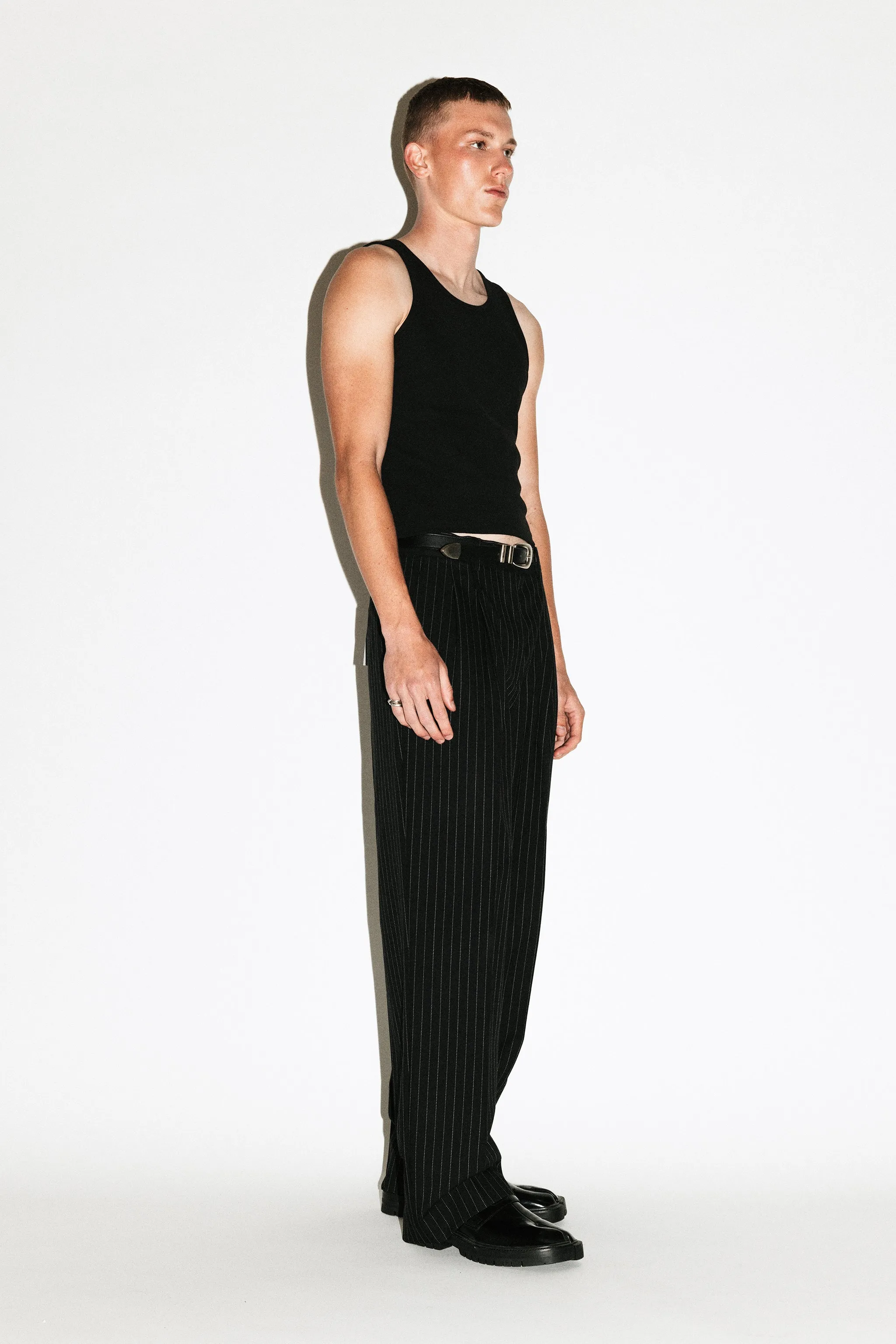 Dume Wide-Leg Ultra-Pleated Trouser  |  Pinstripe