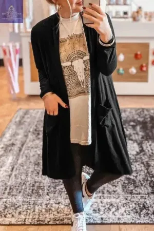 Elegant Longline Cardigan with Pockets