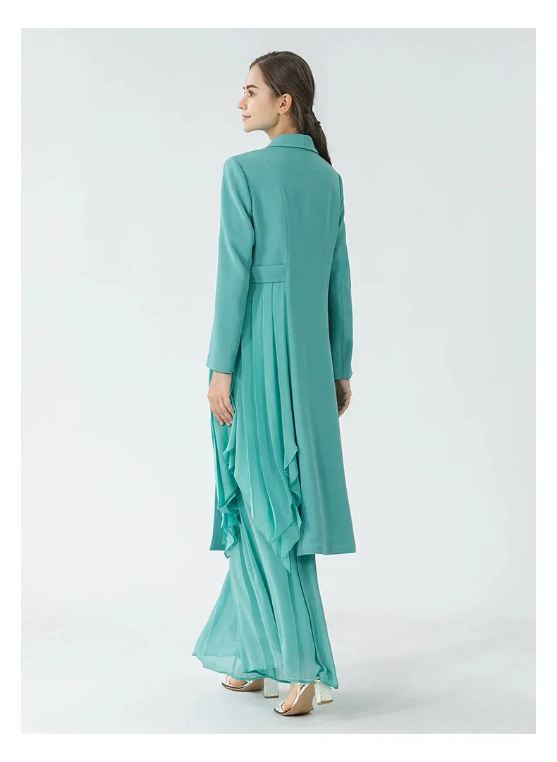 Elegant Stitched Pleated Silk Coat