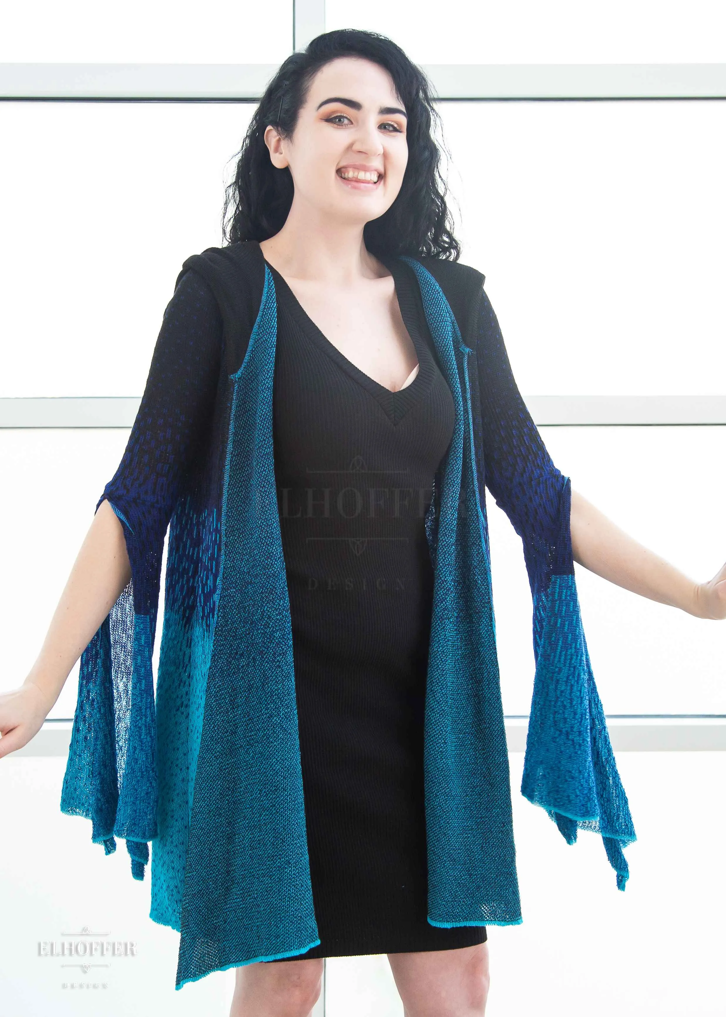 Essential Sunset Longline Cardigan - Underworld Blue Ombre