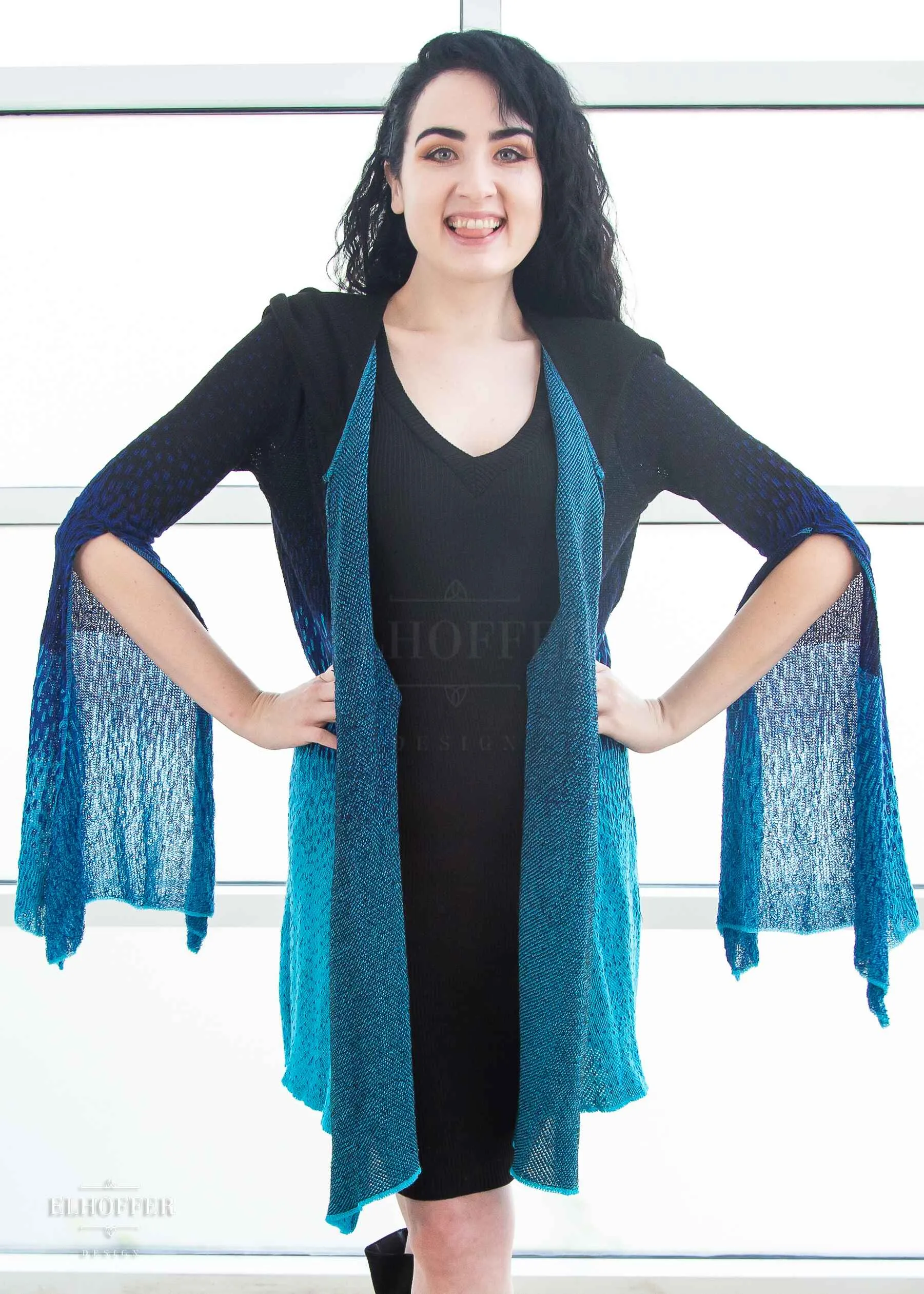 Essential Sunset Longline Cardigan - Underworld Blue Ombre