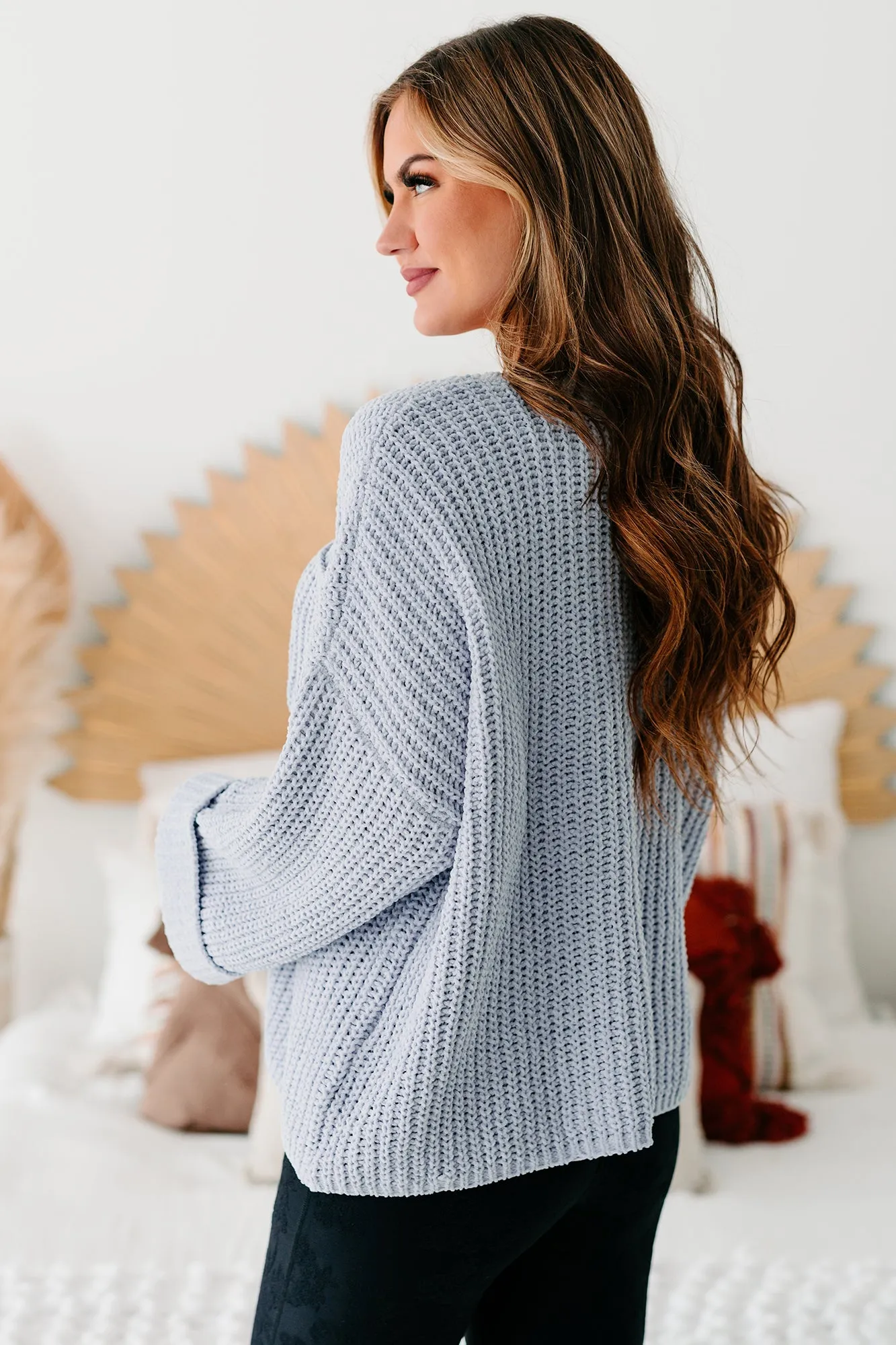 Fall Into Cozy Chunky Chenille Knit Sweater (Dusty Blue)